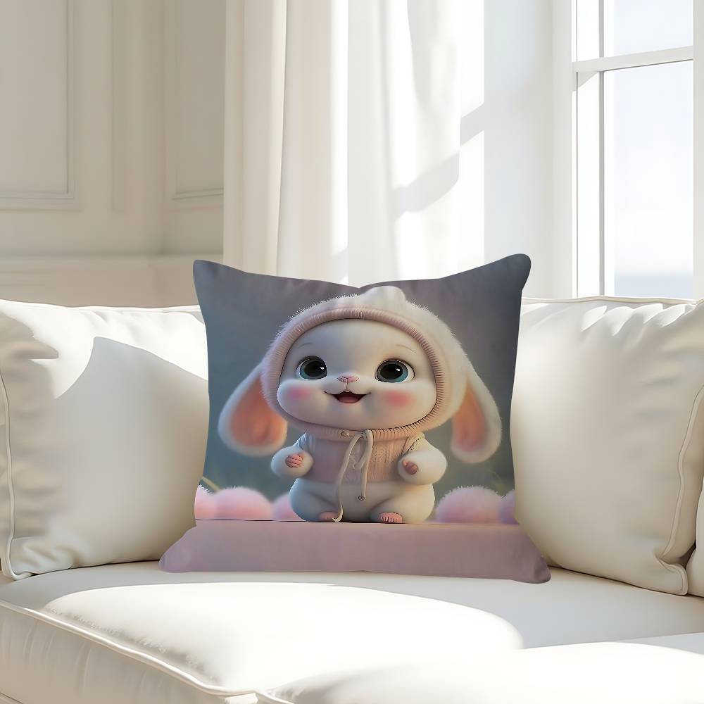 Cartoon Niedliche Tiere Kissenbezug Abnehmbarer Waschbarer Kissenbezug – Ganzjährig Weiches Leinen