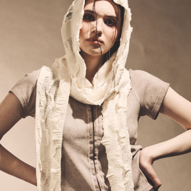 

CUTOUT KNIT HOODED SCARF[IVORY] IVORY