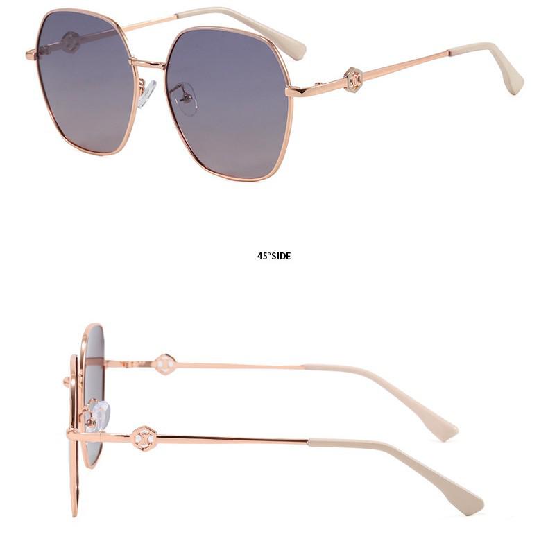 European & American Fashion Polygonal Polarized Sunglasses - UV Protection Metal Frame for Women