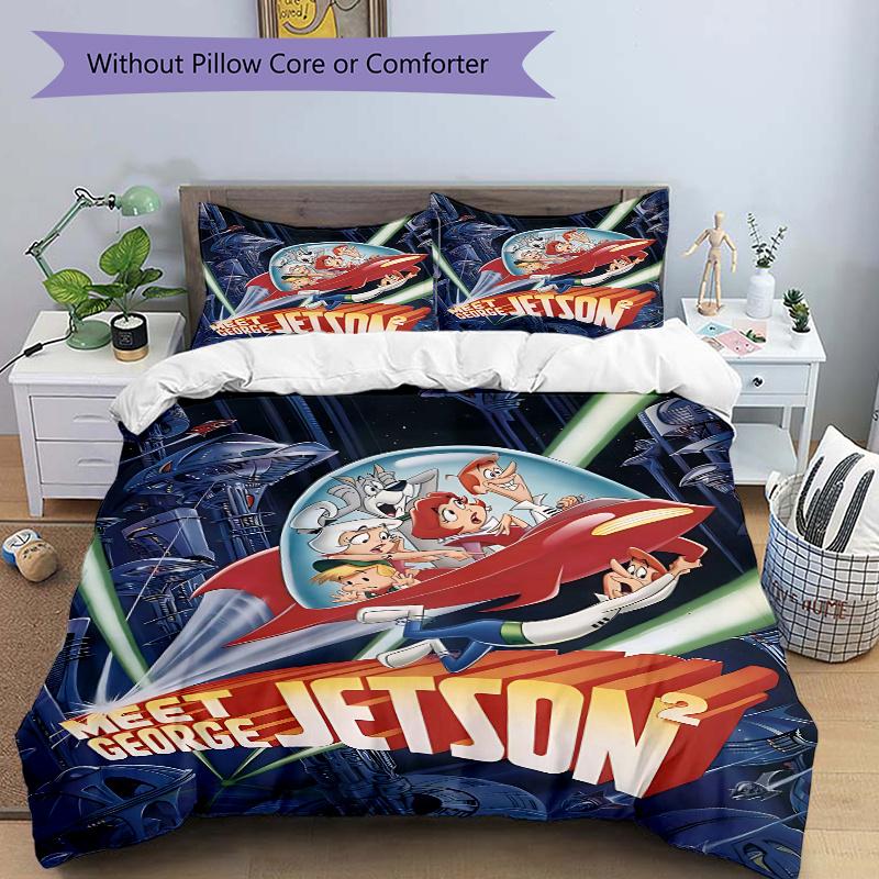 

3pcs Meet George Jetson Bedding Set - Includes Quilt Cover and Pillowcases, Suitable for All Seasons, Machine Washable - Ideal Gift for Fami 135x200cm