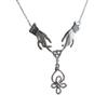 Original Design Sliver Color Both Hands Hollowed-out Celtic Knot Pendant Necklace for Women Halloween Party Gothic Witch Jewelry