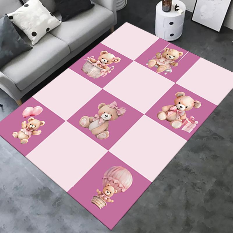 Pink Teddy Bear Chair Mat Office Carpet, Oversized Rug for Home Decor, Sofa Mat, Desk Pad, Gift Idea, Living Room, Bedroom, Various Rooms
