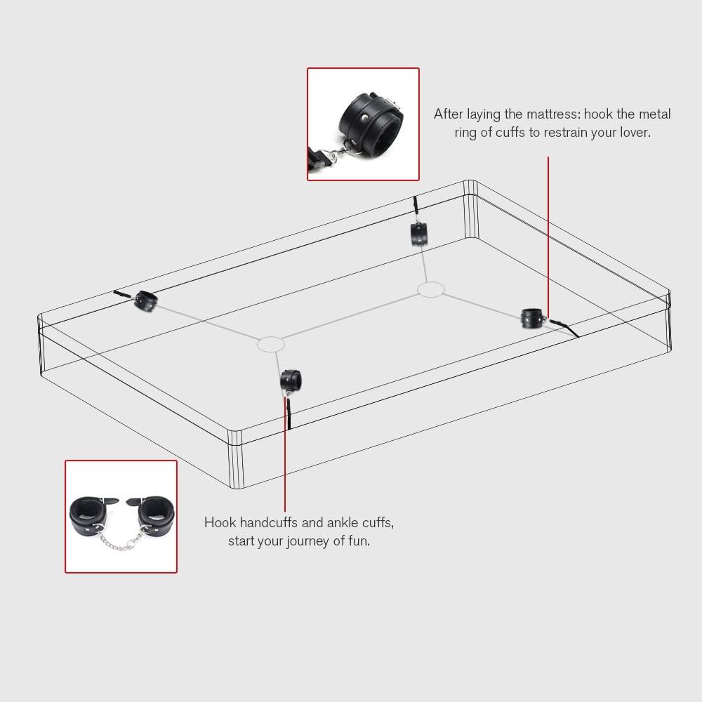Beginner Under Bed Restraints Kit Wrist Ankle Cuffs Blindfold  Starter Kits