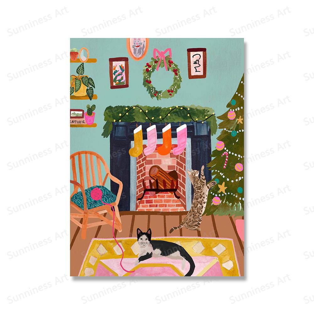 Obraz ścienny na płótnie z motywem choinki Plakaty i wydruki skandynawskie Zima w Nowym Jorku Zdjęcia z podróży do salonu Wystrój domu