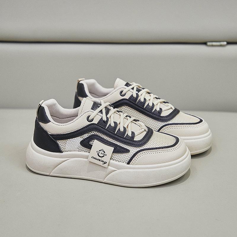 2025 Summer Women's Korean Style White Sneakers: Height Increasing, Breathable, Trendy Skateboard Shoes