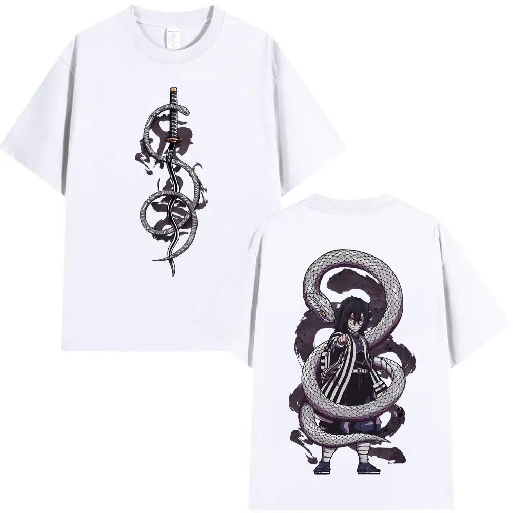 Anime Demon Slayer Serpent Hashira Iguro Obanai T Shirts Unisex Women Clothing Fashion Short Sleeve Tshirts Streetwear