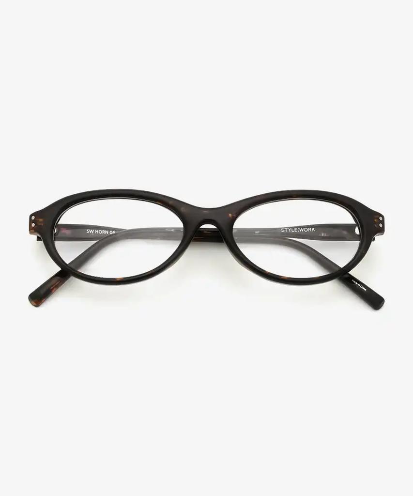 Seutailwokeu Brown Havana Oval Sw Horn 06 Ha Stylework Eyeglass Frames