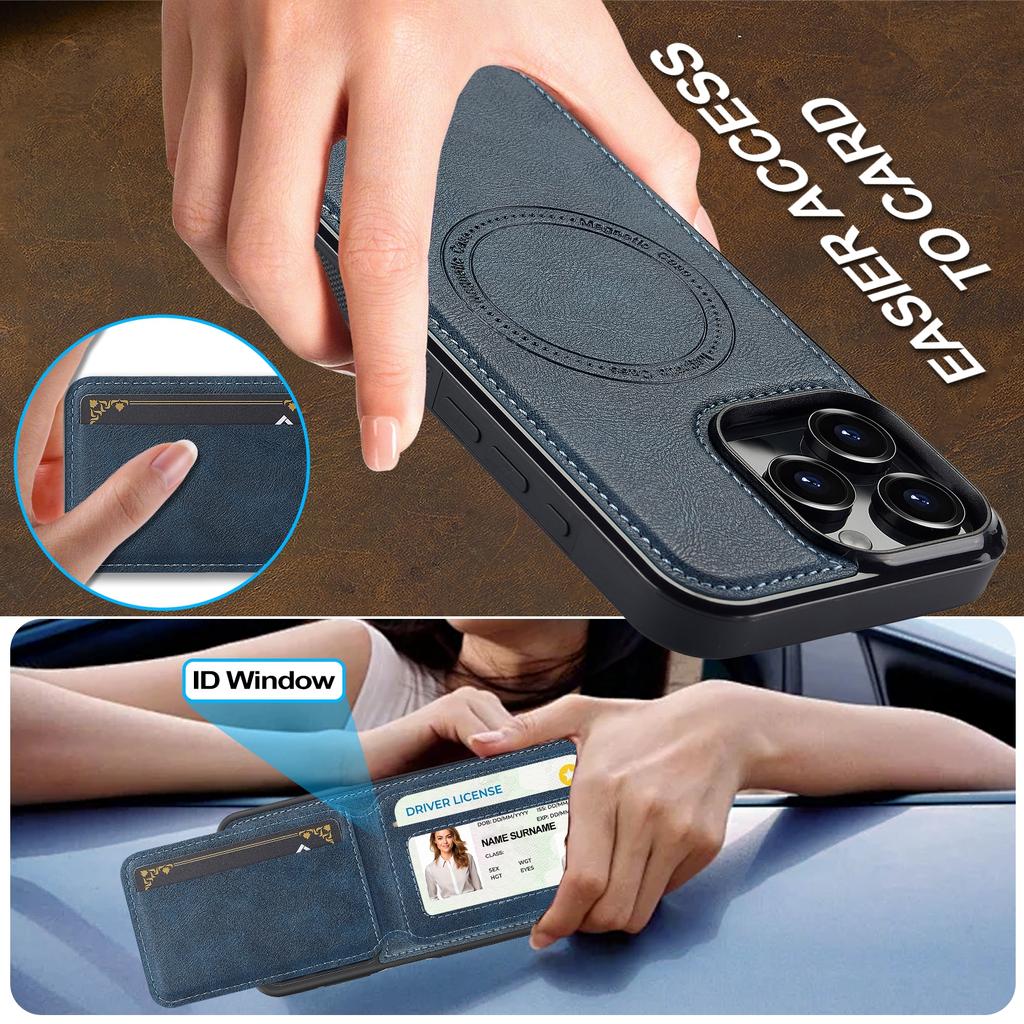 LC.IMEEKE L3 For iPhone 16 Pro Max Magnetic Case Detachable Card Holder Leather+TPU Mobile Cover