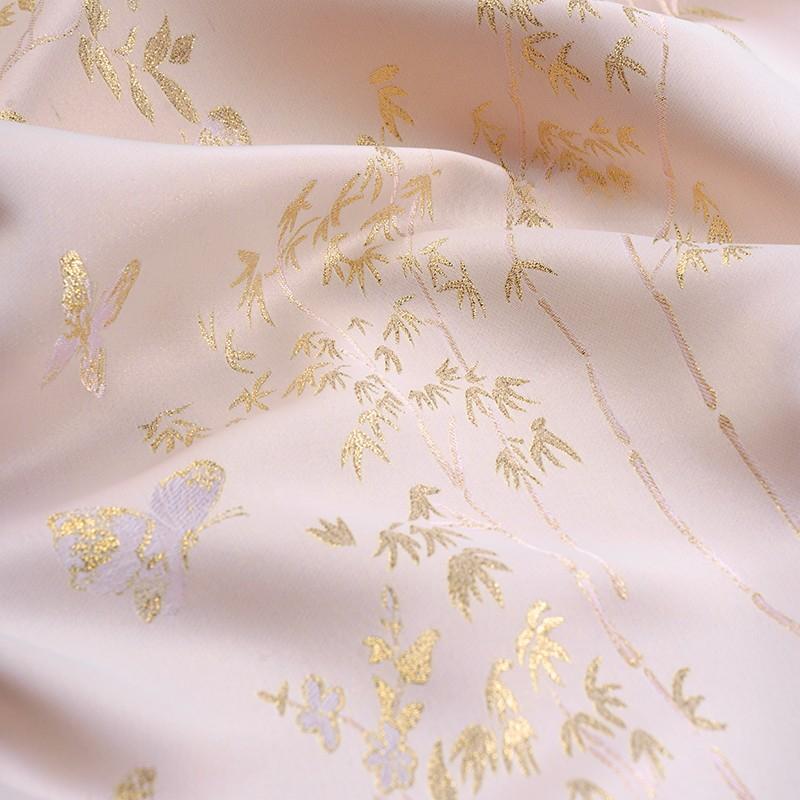 Chinese Style Song Brocade Fabric Bamboo Butterfly Brocade Jacquard Fabric Shiny Woven Gold Silk DIY Coat Vest