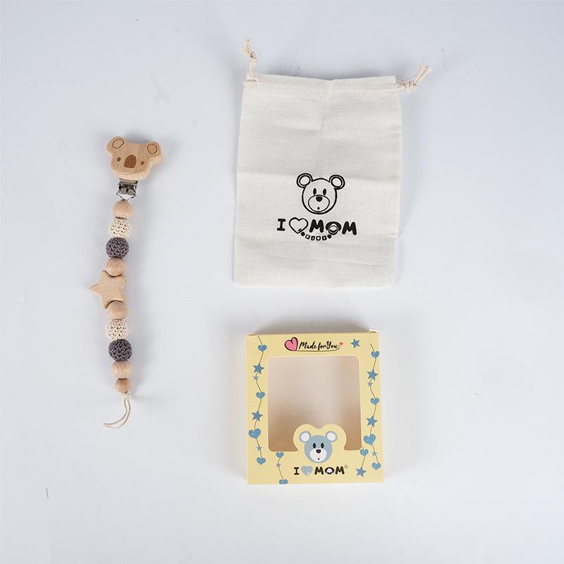 Crochet Baby Pacifier Chain with Cartoon Animal Teether - Anti-drop Design