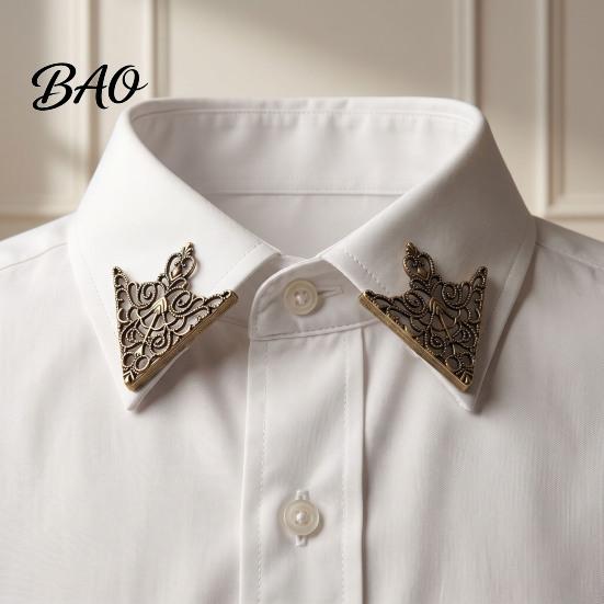 Spilla per colletto di camicia, 1 paio, clip vintage, decorazione traforata, clip di fissaggio in lega, spilla a triangolo per uomo donna