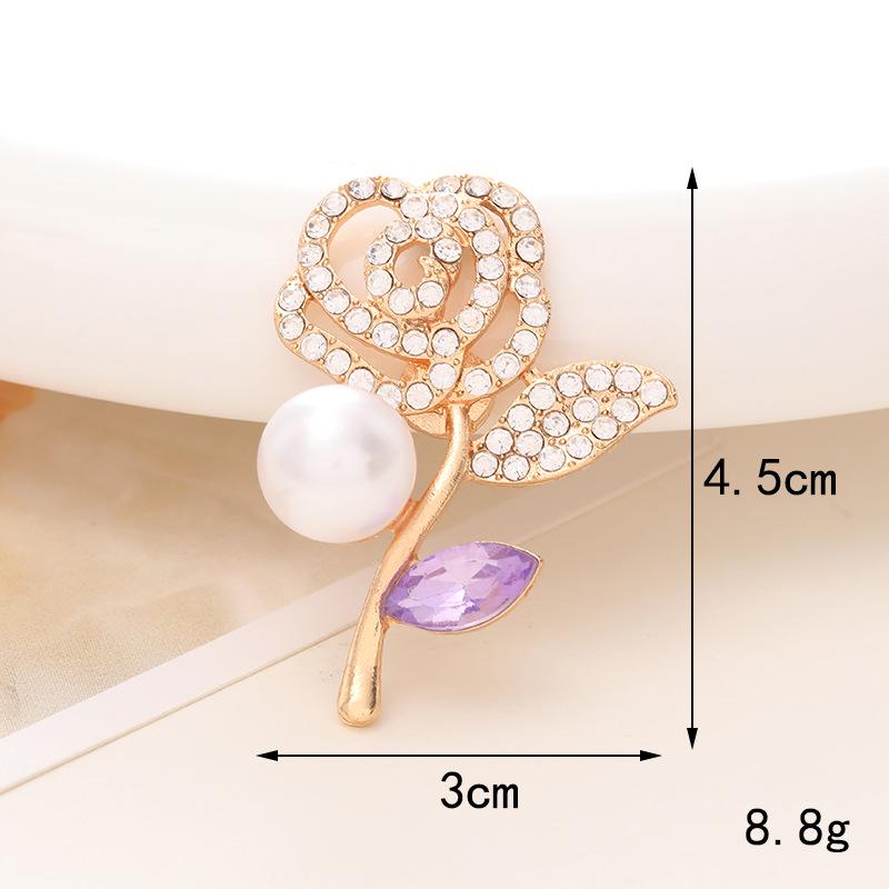 New 3D Rose Flower Alloy Phone Case Charm with Rhinestone Droplet.