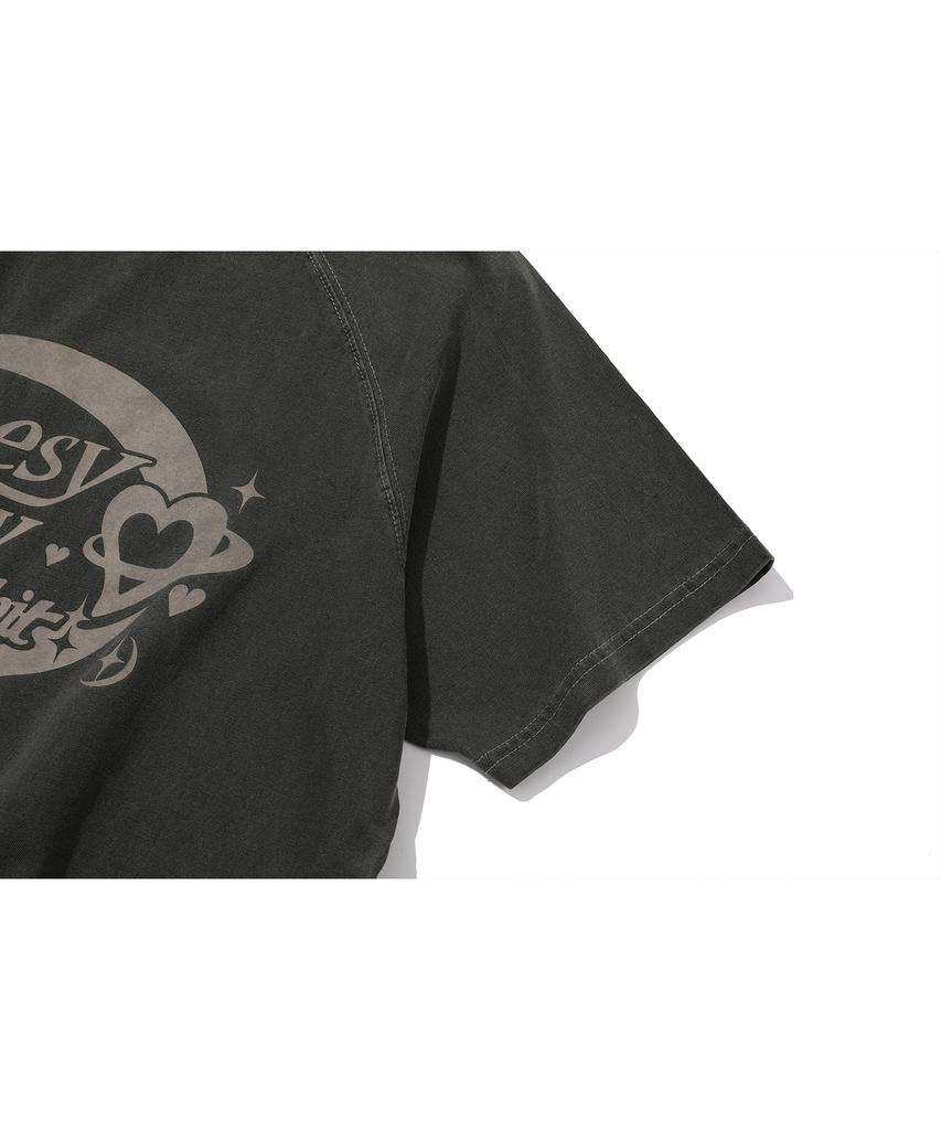 CPGN STUDIO Cheese Bunny Raglan Pigment Short Sleeve Tee Smoke Black
