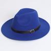 Einfarbiger Filz-Fedora-Hut Britischer Retro-Stil Unisex Flacher Rand Gentleman Flache Krone