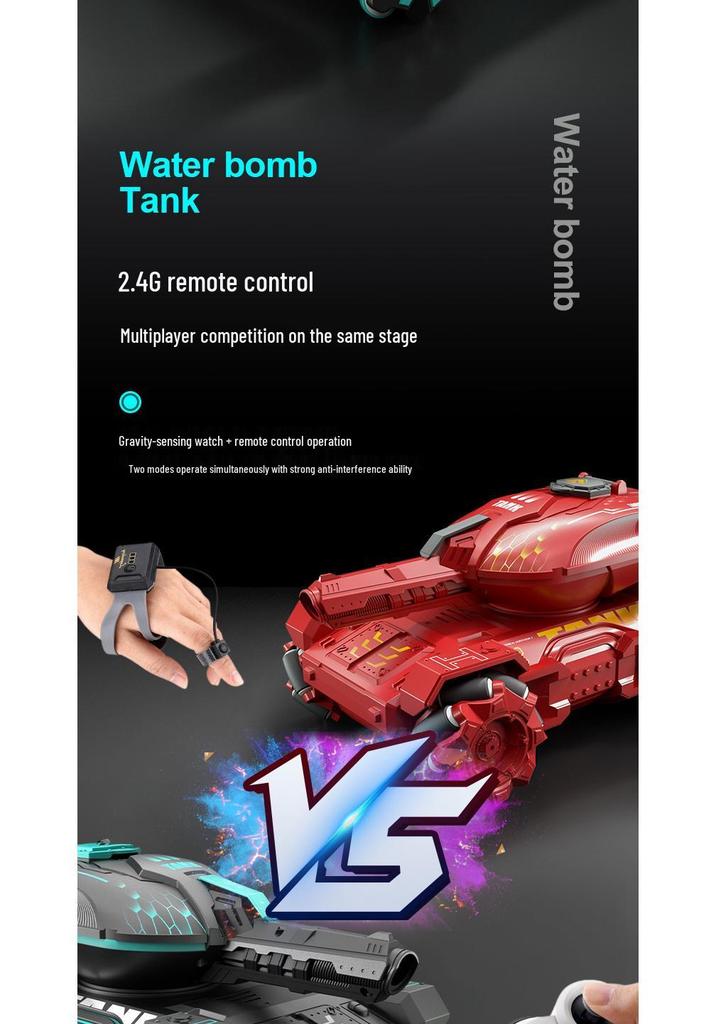 2.4G Gesture Sensing Remote Control Tank Car with Water Bomb Launch, Drifting, and Off-Road Racing for Kids