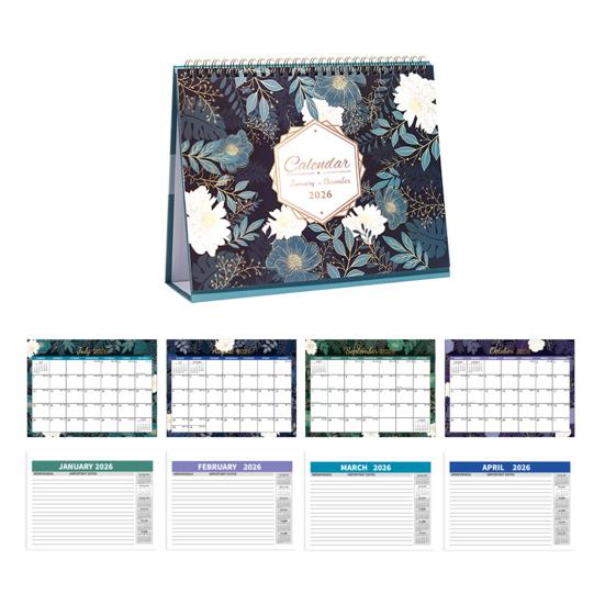 2026 Desk Calendar Standing Flip Desktop Calendar with Twin-Wire Binding Jan 2026 - Dec 2026 12 Monthly Planner for Home Office School