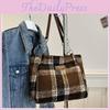 Chic Plaid Chain Shoulder Bag For Women Street-style Trend Medium Size Black/ Light Blue/ Coffee