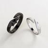 ZAKOL Hip Hop Angel and Devil Couple Rings Men Women Korean Simple Black White Student Gift Zircon for Engagement Accessary