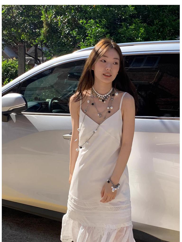 Lux Pearl Necklace Set: Original Shell Pearls, Multi-Layer Black & White Choker for Women