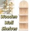 Minimalist Wooden Wall Shelves 4-Tier Design Boho Style Rack Wall Mounted Shelf  Wall Decoration