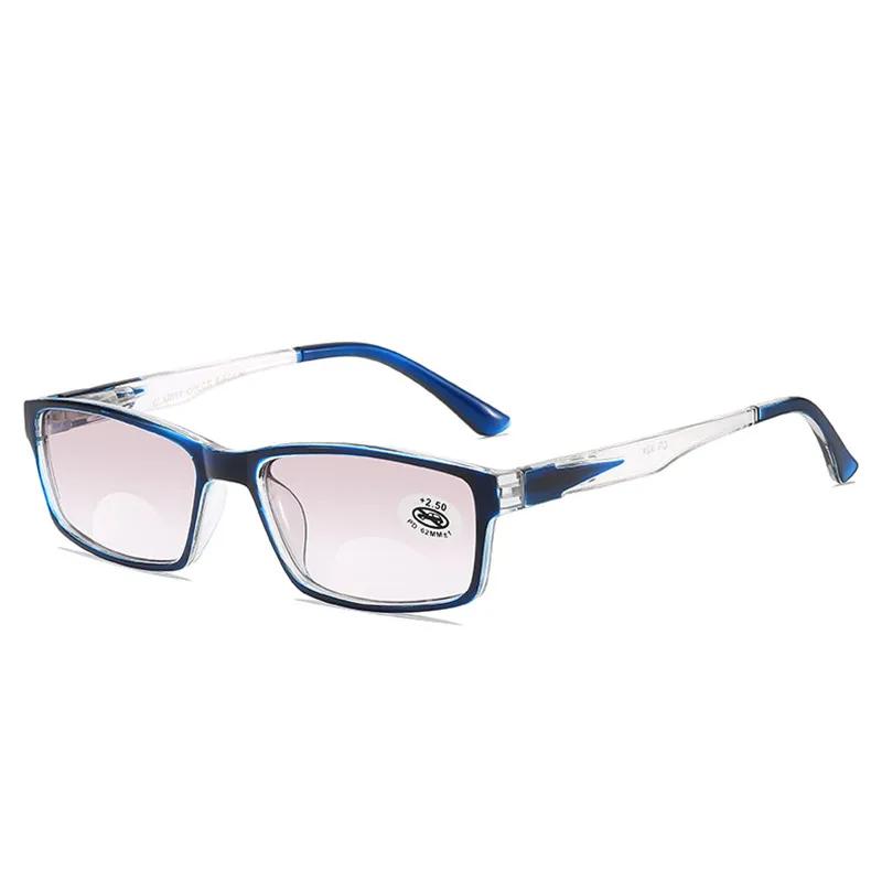 

Очки с двойным светом Женские для ходьбы, чтения газет, пресбиопии, дальнозоркости, очки с защитой от синего света, мужские очки для чтения +1 +1.5 +2.0 +100 синий