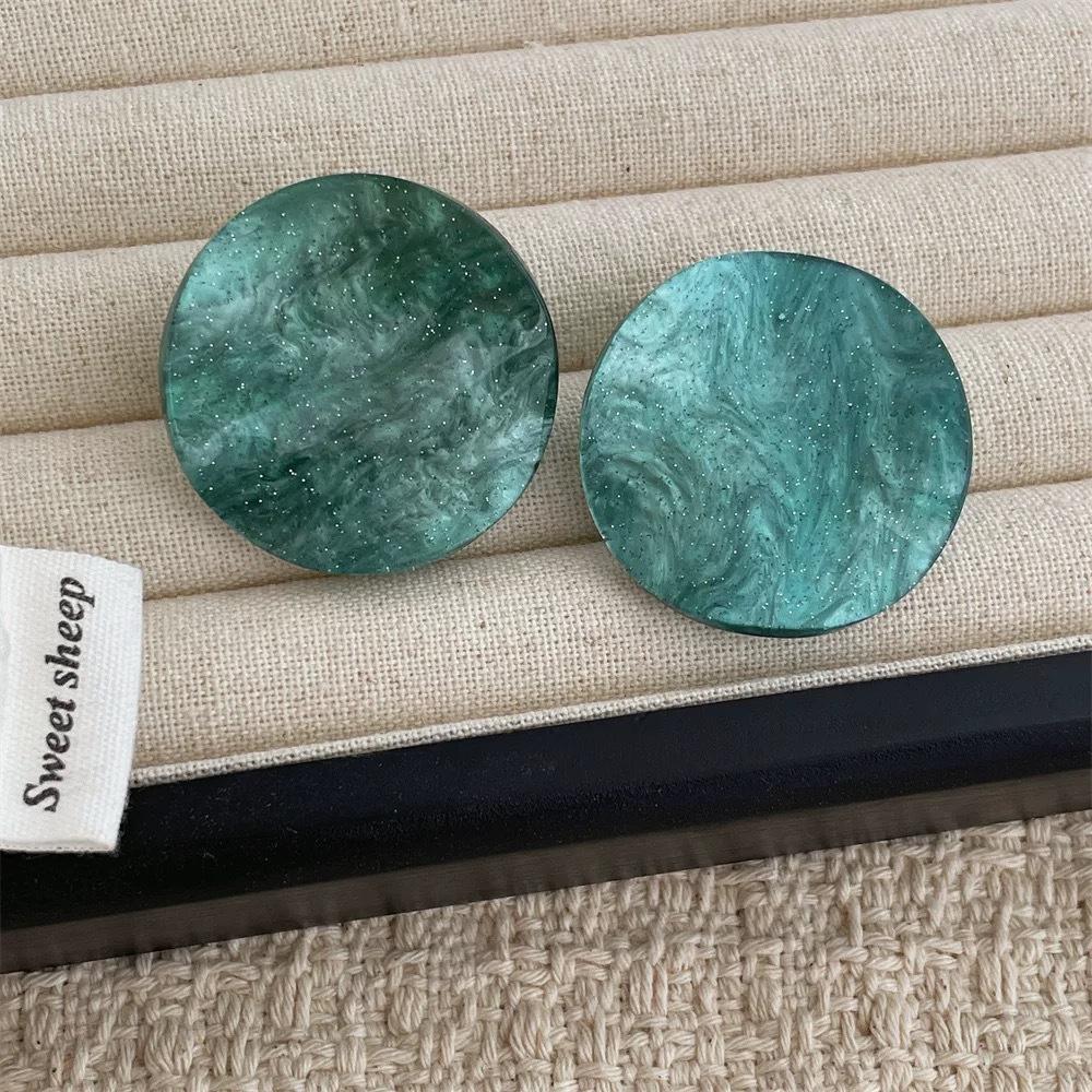 French Trendy Design Candy Color Twisted Piece Round Acetic Acid Earrings Women's Niche Vacation Style Versatile Earrings