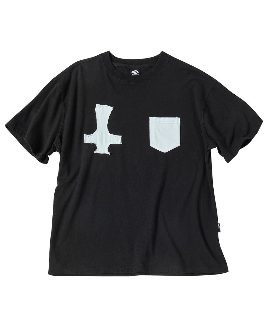 TRAVEL Denim Crossbody Short Sleeve Tee Black
