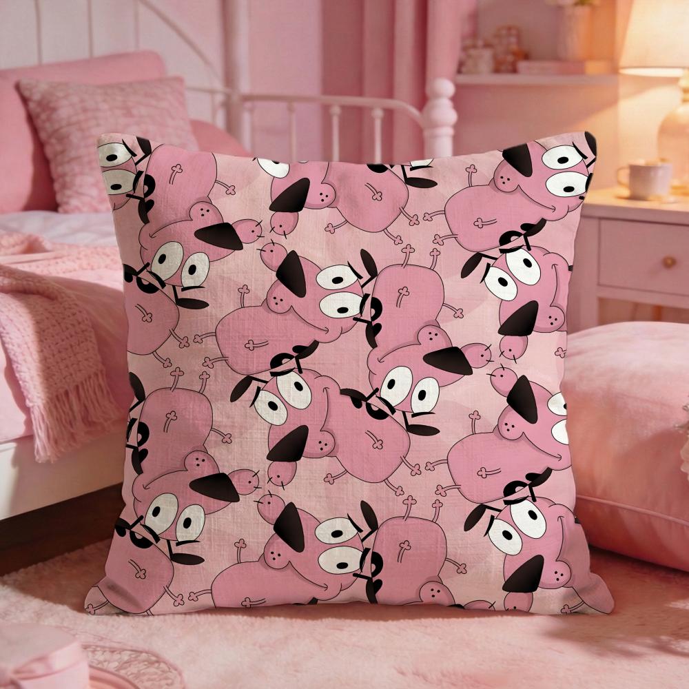 CCourage The Cowardlys DDogs Cushion Cover Premium Comfort Reversible Pillow CoveTwo In One Design For Any Room  Car Interior