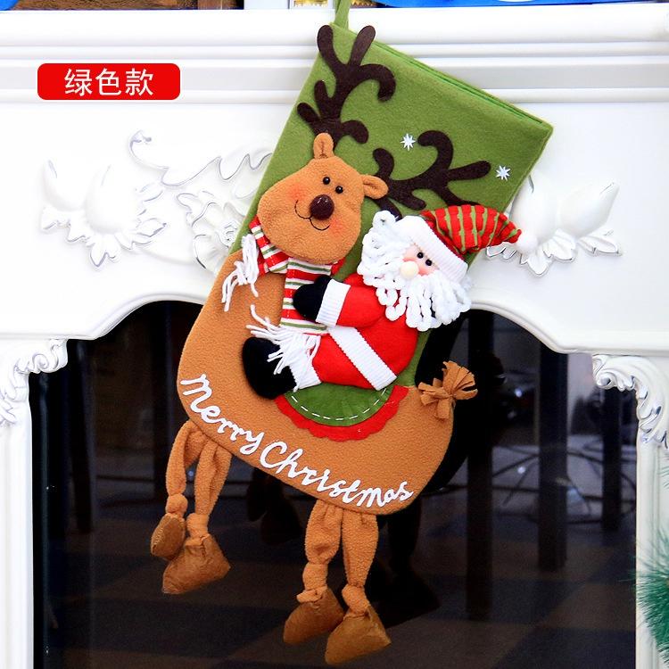 Christmas Decoration Riding Deer Old Man Snowman Gift Socks Children Christmas Gift Socks Window Pendant