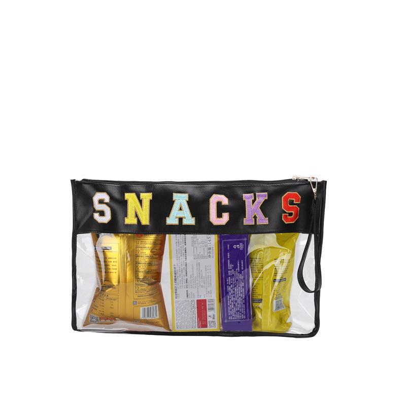 Neue große einfarbige Snacktasche bestickte transparente Aufbewahrungstasche weiche Ledertextur große Kapazität Handtasche