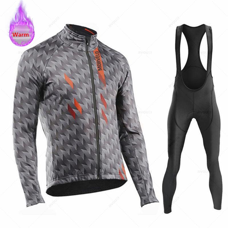 2026 Winter Velvet Warm Morvelo Cycling Jersey Sets Men Thermal Fleece Bicycle Clothing Road Bike Shirt MTB Uniform Ropa Ciclismo Warm Bib Pants