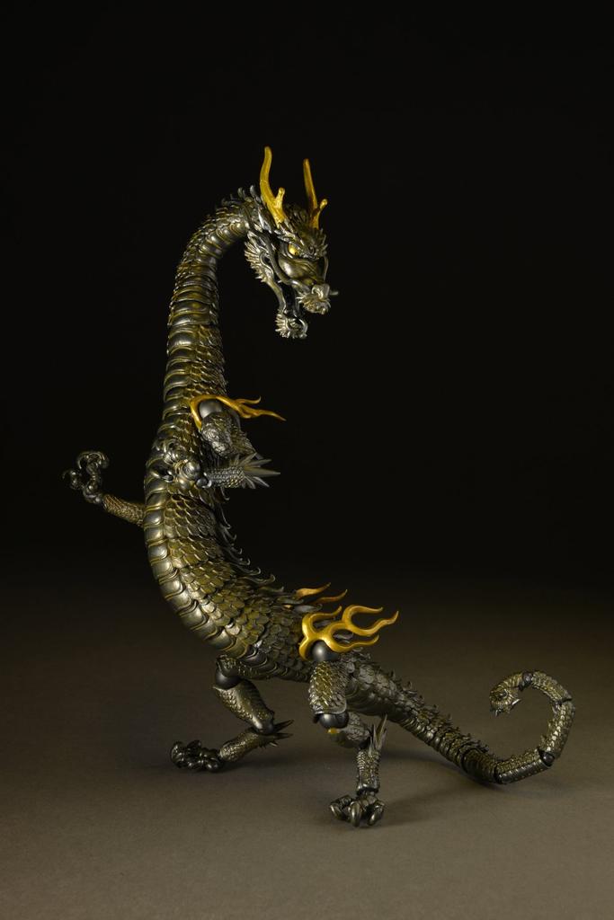 Kaiyodo Takeya Style Free-Standing Figurine Dragon, Iron Rust Tone, Non-Scale ABS & PVC, Painted Movable Figure KT-003