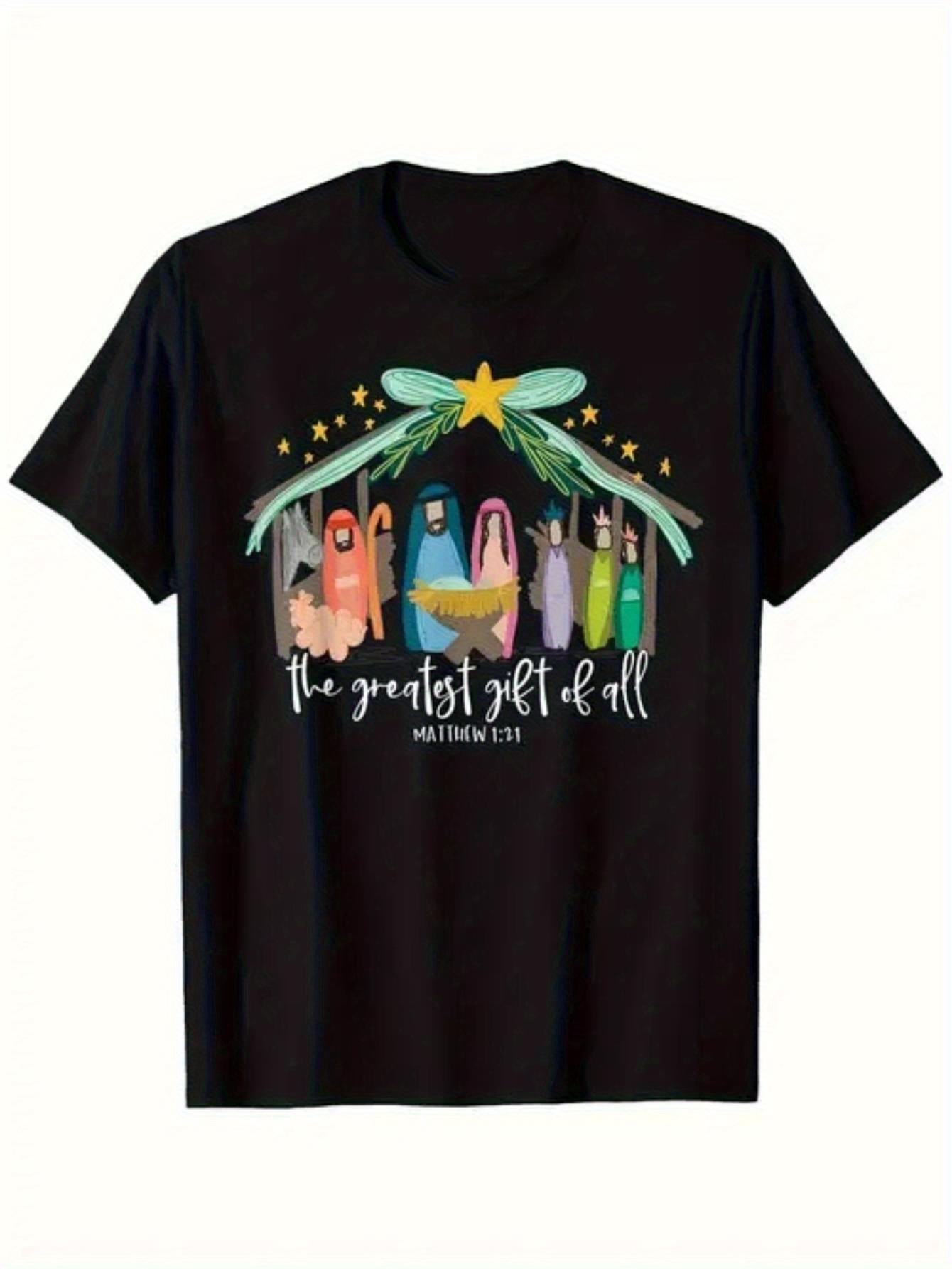 MenS Funny Halloween TShirt  The Greatest Get  All Print Black with Colorful Cartoon Characters  Stars S