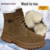 Northeast Men's Fur-Lined Snow Boots with Extra Thick Warmth and Cow Tendon Sole