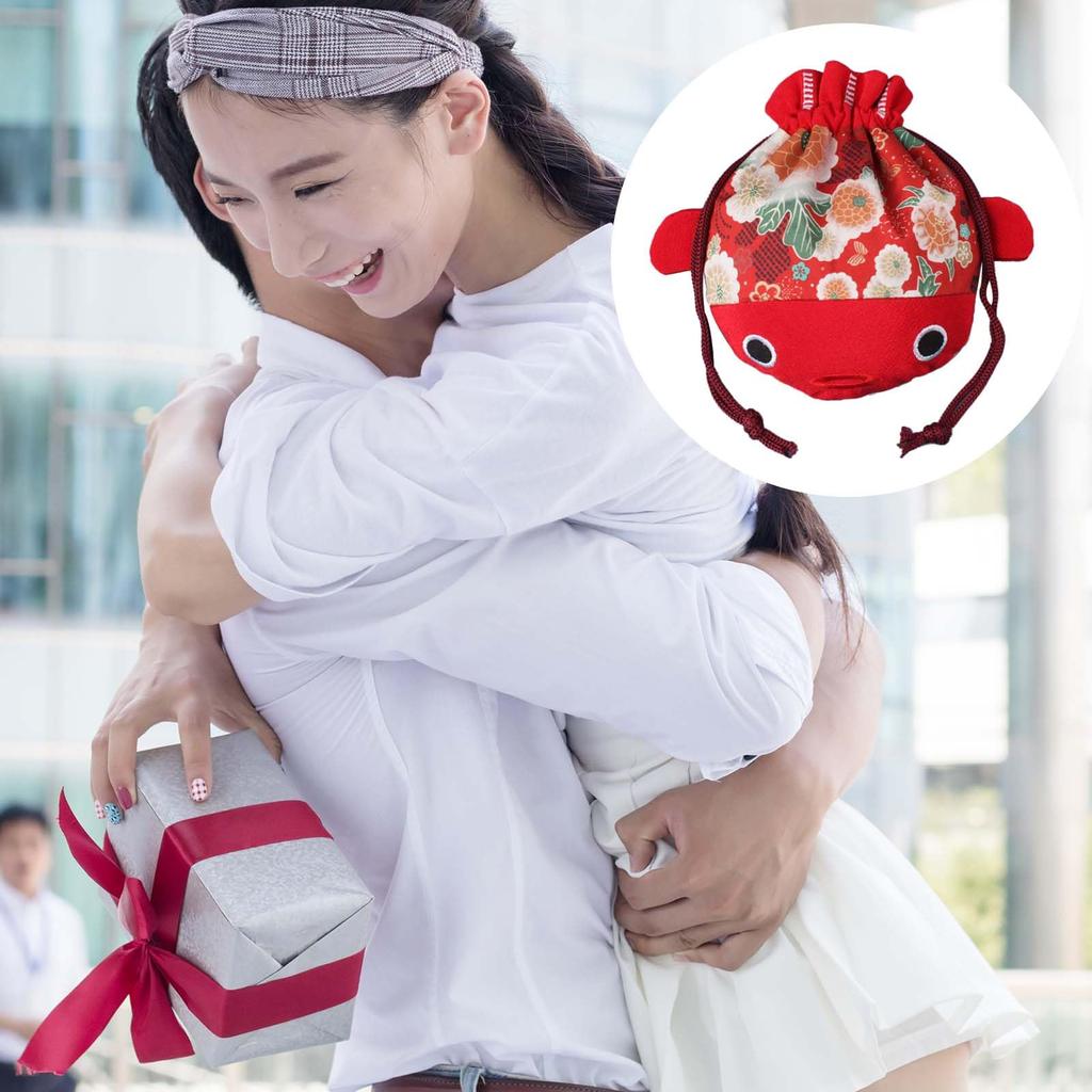 PAVIKE Japanese Souvenir Perfect for Perfect for Yukata and Small Drawstring Bag with Japanese Pattern and Goldfish Bag, Foreigners, Kimono, Design,