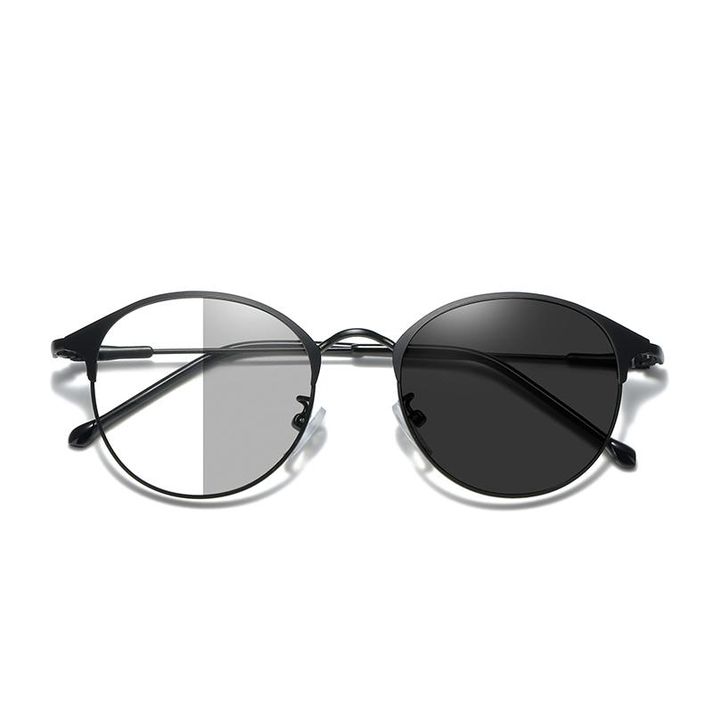 Herren Runde Anti Blaulicht Kurzsichtigkeitsbrille Damen Metall Myopie Photochromatische Korrektionsbrille 0 -0.5 -0.75 -1.0 Bis -6.0