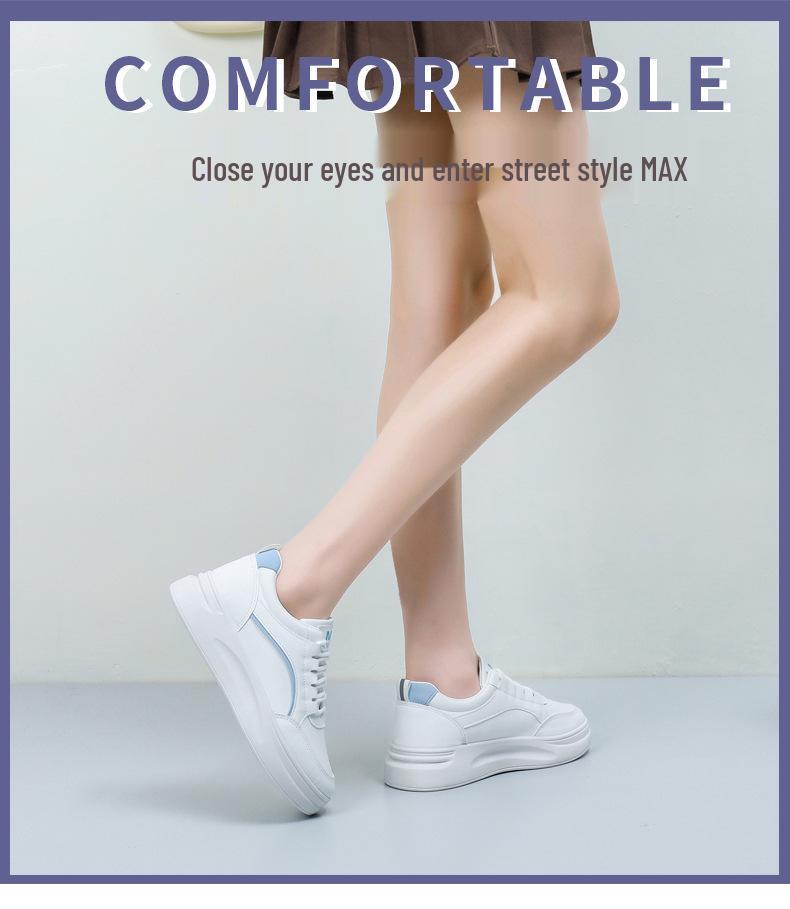 Korean Style Women's Platform Sneakers - Spring 2024 Casual White Shoes
