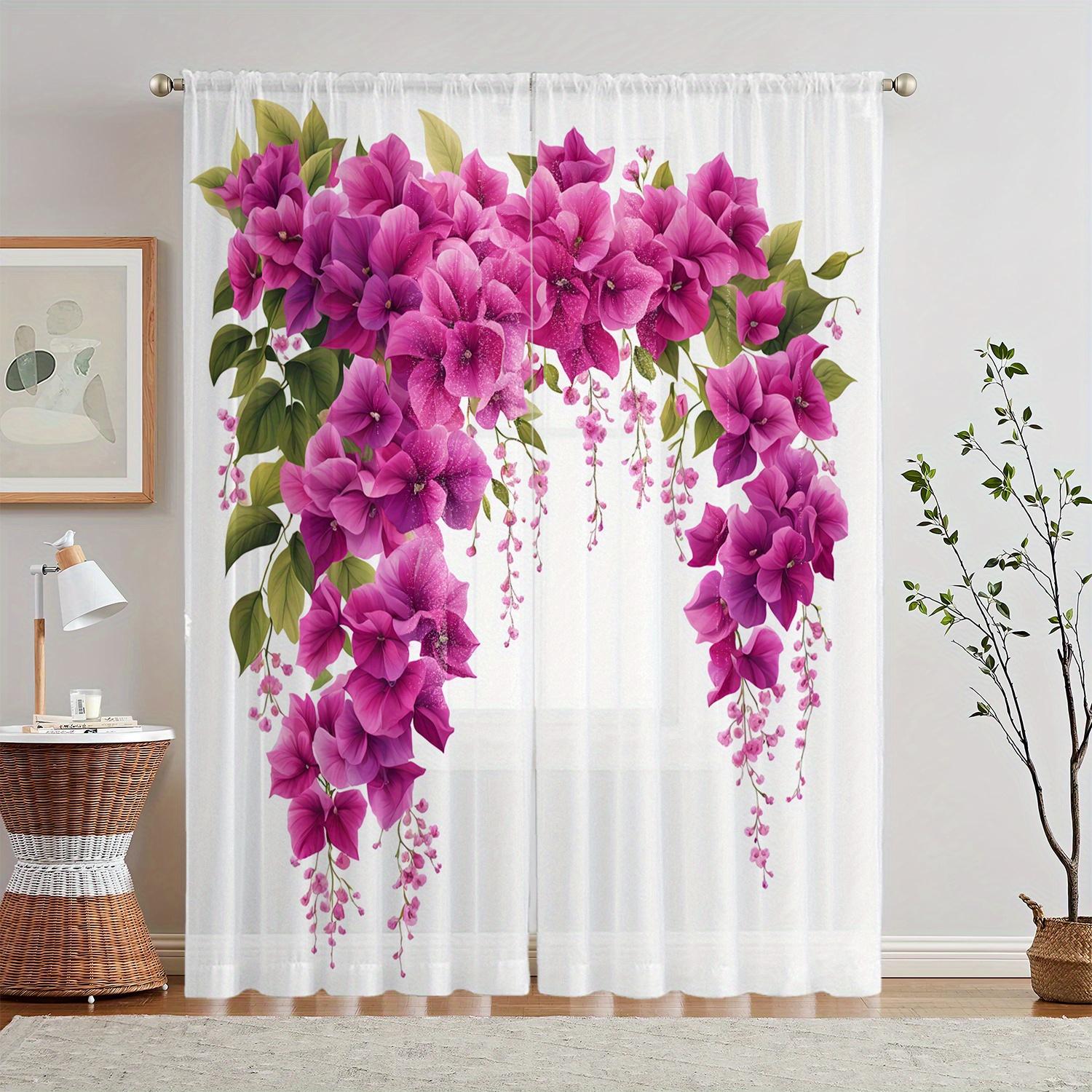 

2 шт. - Полиэстеровые шторы «Фиолетовый пион», шторы с кулиской 42 * 84, для спальни, гостиной, украшение комнаты дома 29Wx64L(75x166CM)x2