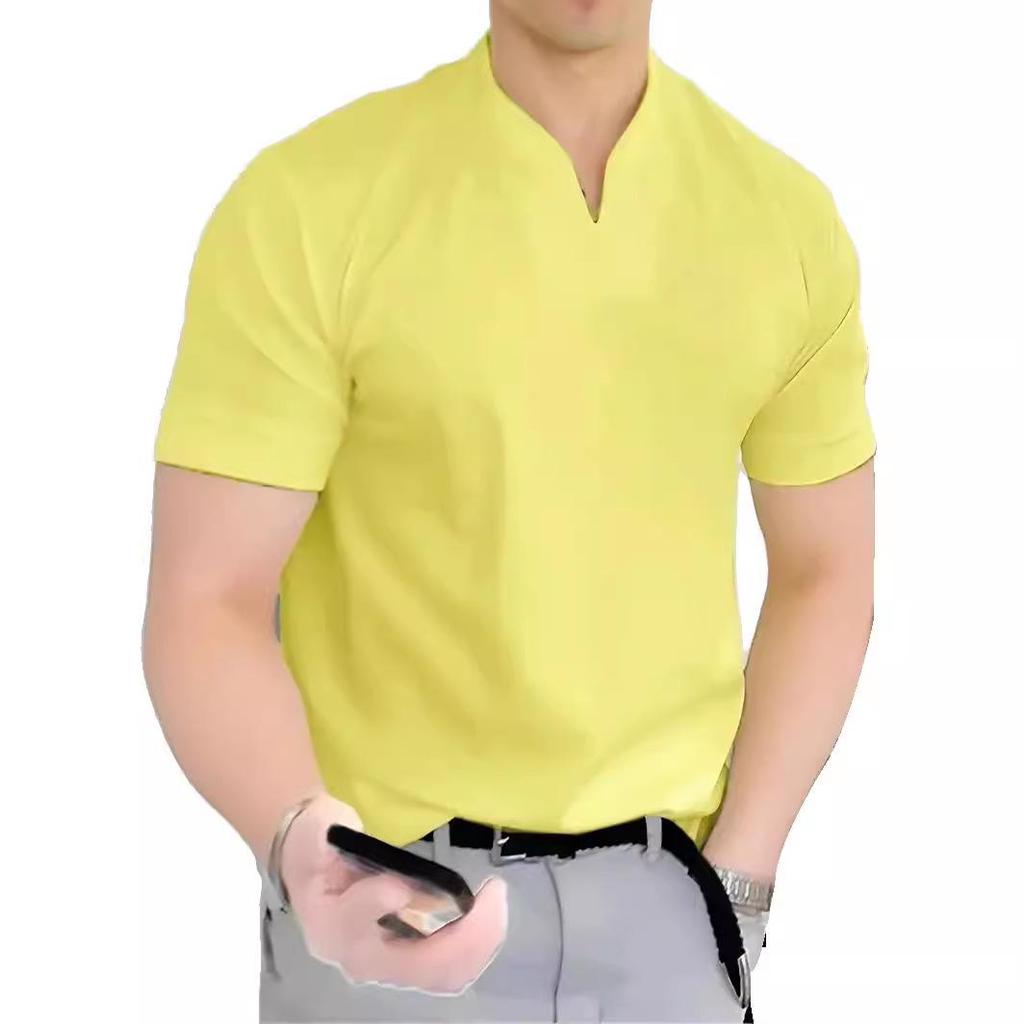 2023 Men's Summer Muscle Fit Elastic Cotton V-Neck T-Shirt - European Size