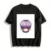 Cute Cartoon Purple Hair Print T-Shirt Unisex Casual Loose Fit Crewneck Top Trendy Graphic Tee Pure Cotton T-shirt
