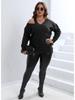 Women's Plus Size Off-the-Shoulder Knit V-Neck Sweater - Autumn & Winter Collection