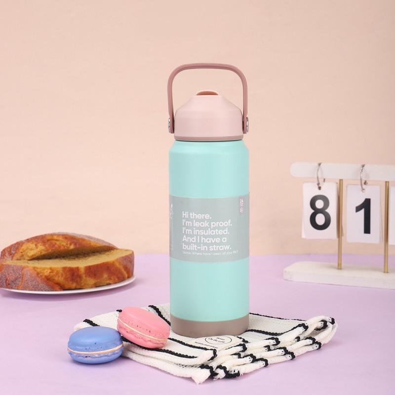 Pastel Color Stainless Steel Vacuum Insulated Travel Tumbler With Straw Lid 24oz Portable Thermos Women Men Outdoor Office
