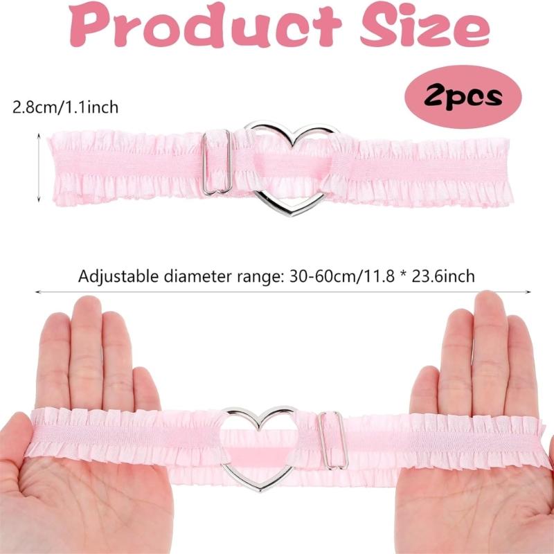 Gothic Oberschenkelstrumpfband Herz Spitze Gerafft Beinband Verstellbares Cosplay-Accessoire Oberschenkelkette Bequem Modische Beinbekleidung