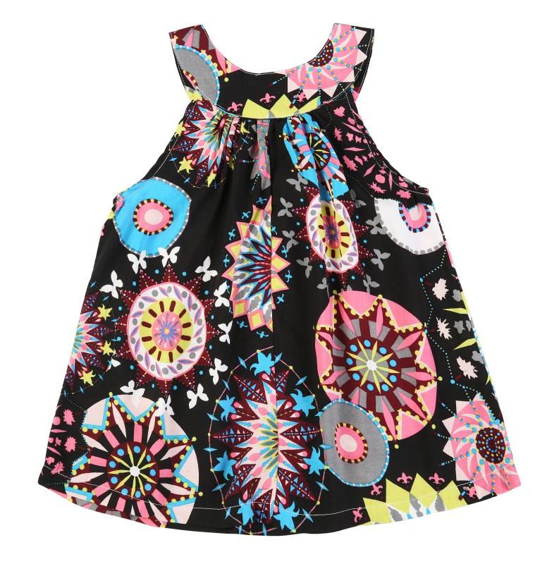 Ärmellose Blumen-Prinzessin-Kleider für Mädchen im Sommer für Kleinkinder