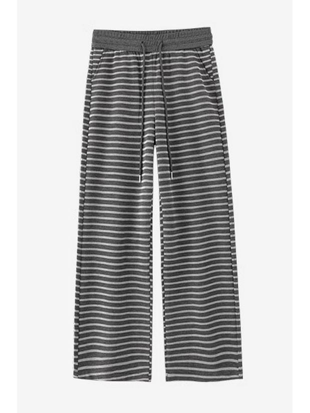 Women's Striped Wide-Leg High-Waisted Pants - Lazy Spring 2025 Korean Style Casual Trousers