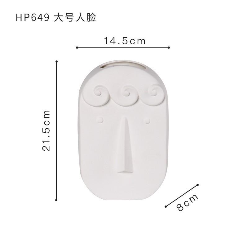 Modern Minimalist Ceramic Face Vase Dried Flowers White Decorative Tabletop Ornament Living Room Entryway Study
