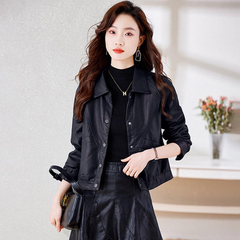 Ledermantel für Damen, Frühling und Herbst, neues schlankes