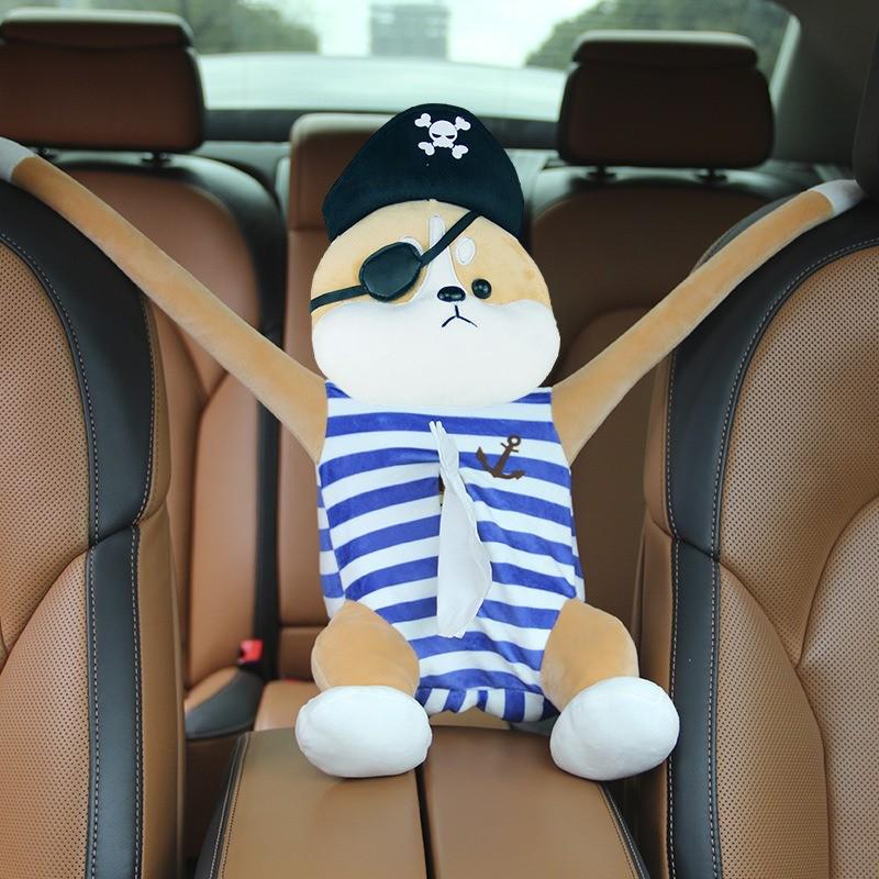 Cartoon Plush Car Tissue Box for Armrest: Cute Hanging Paper Dispenser and Interior Decoration