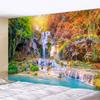 Forest Waterfall Print Pattern Tapestry Wall Hanging Kawaii Dormitory Home Bedroom Room Decorative Tapestry