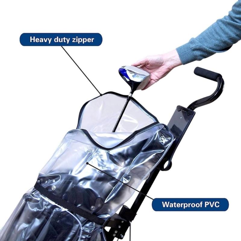 Golf Bag Protective Cover Translucent Golf Cart Travel Bag Rain Hood Wear Resistant Golfing Bag Protector Easy To Use